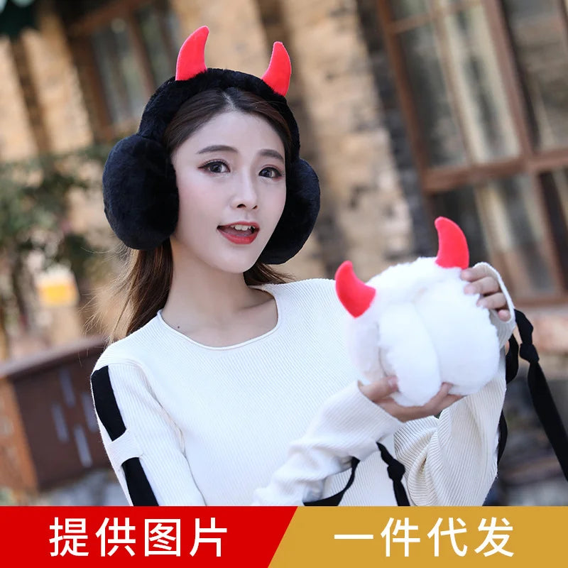 New Lovely Winter Warm Cat Ear Warmers Glitter Ears Plush Earmuffs for Women Playful Girls Ear Muffs Cold Protection Warm Hot Elk-Valley 3D