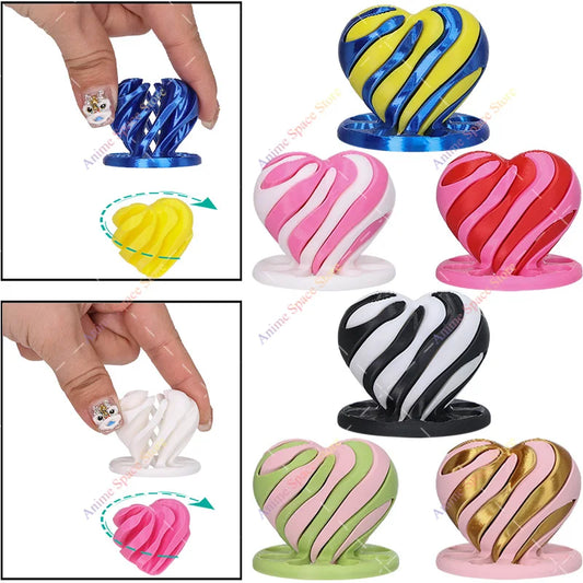 3D Printed Spiral Impossible Heart Passthrough Fidget Toy Decompression Spinning Three-Dimensional Structure Stress Relief Toys