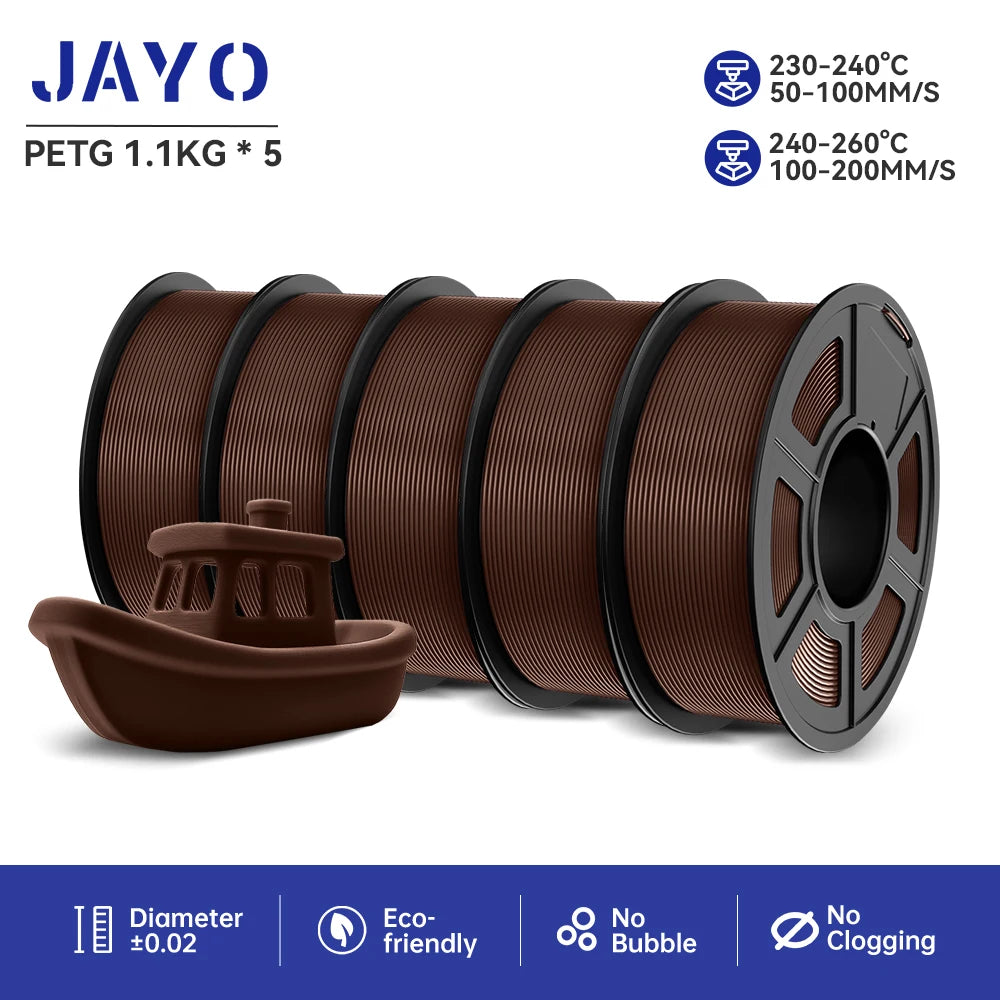 JAYO petg 3d printer filaments PETG 5Rolls 1.75mm Mixed Color Bubble Free FDM 3D Printer Material for 3d pen refill 1.1kg/1rolls Elk-Valley 3D