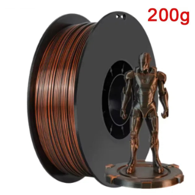 200G Dual Color Filament Silk PLA 1.75mm FDM 3D Printer Plastic Material Shiny Filament PLA Multicolor Black Red Blue Gold Elk-Valley 3D