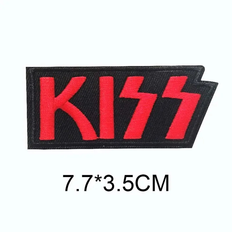 5PCS/ Text Clothing Stickers Fabric Applique Embroidery Iron On Patches,Punk Rock Music Band Badges Clothes Striped Sewing Patch Elk-Valley 3D