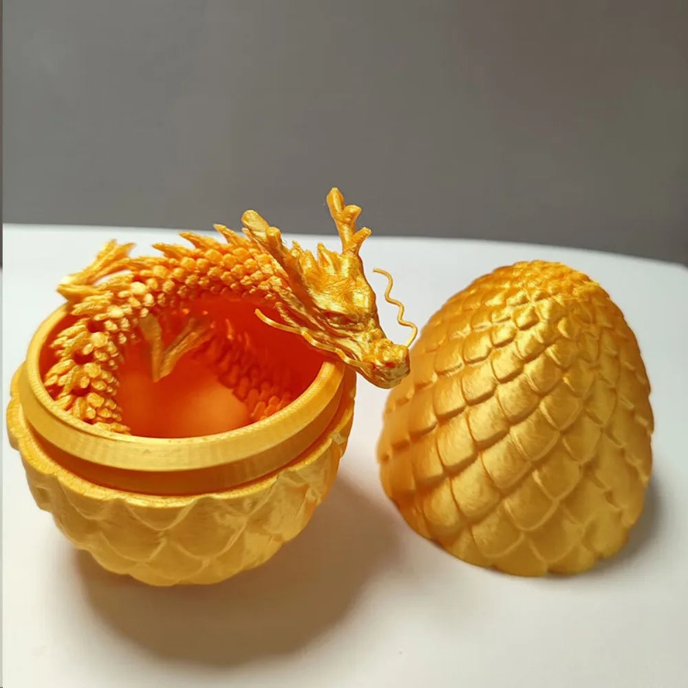 Chinese Dragon Surprise Egg Toy, 3D Movable Joint Dragon Model, Mini Desktop Decoration, Unique Art Craft Gift for Adults & Kids Elk-Valley 3D