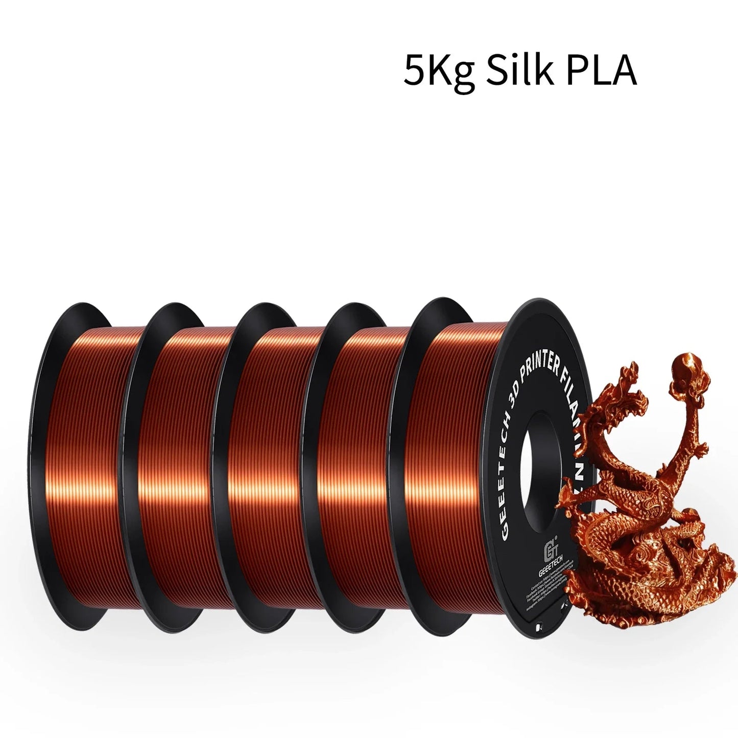 GEEETECH 5Rolls 3D Silk PLA Filament 1Kg/roll 1.75mm Spool Wire For 3D Printer Material,Vacuum packaging,Safety Elk-Valley 3D