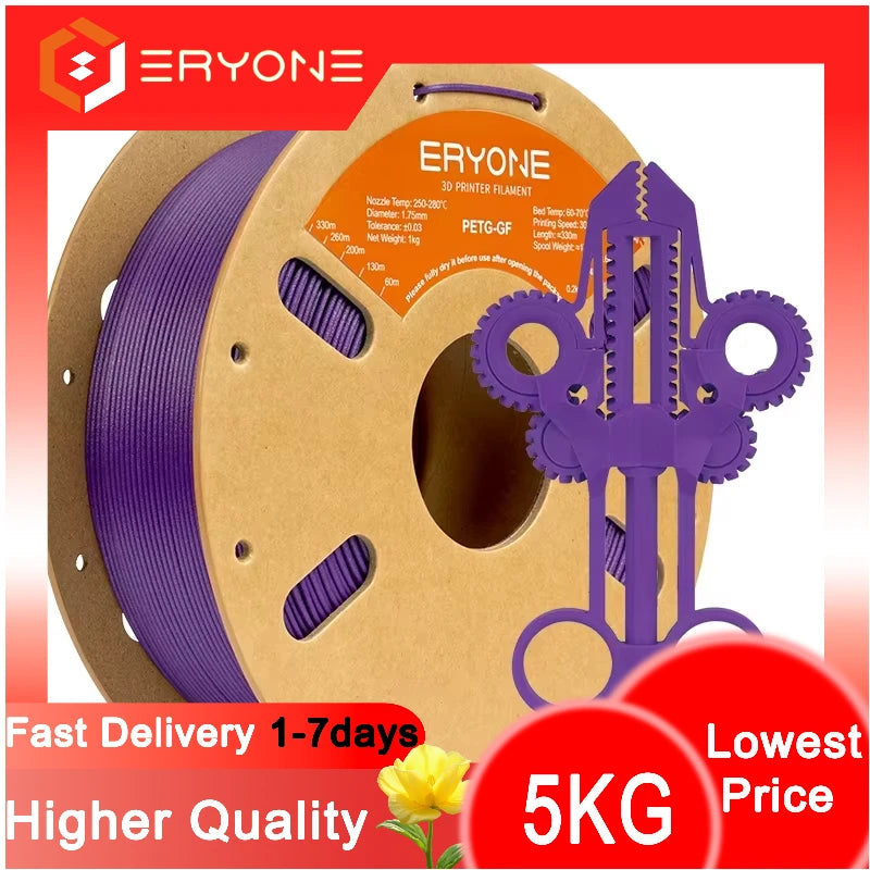ERYONE 1/5KG  PETG Glass Fiber Filament 1.75mm +/- 0.03mm, 3D Printing Filament PETG GF, 1kg (2.2 LBS)/Spool Elk-Valley 3D