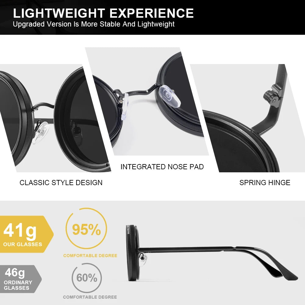 CRIXALIS Adjustable Tint Sunglasses Men 1-9 Gears Round Polarized Glasses Women with ND Filter Lens Beach Shady Fishing Driving Elk-Valley 3D