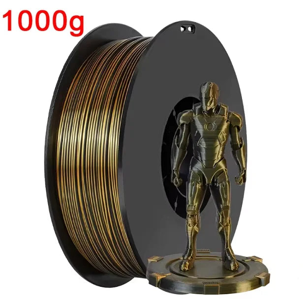 Dual Color Filament Silk PLA 1.75mm 1kg 500g 250g 3D Printer Plastic Material Two Colors Filament PLA Black Red Green Bundle New Elk-Valley 3D