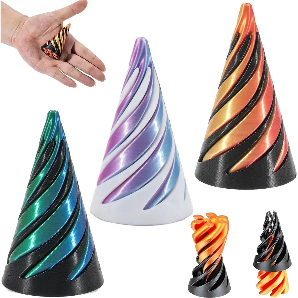 3D Printed Spiral Cone Toy Impossible Pyramid Passthrough Sculpture Pass Through Pyramid Toy Mini Vortex Thread Illusion Elk-Valley 3D