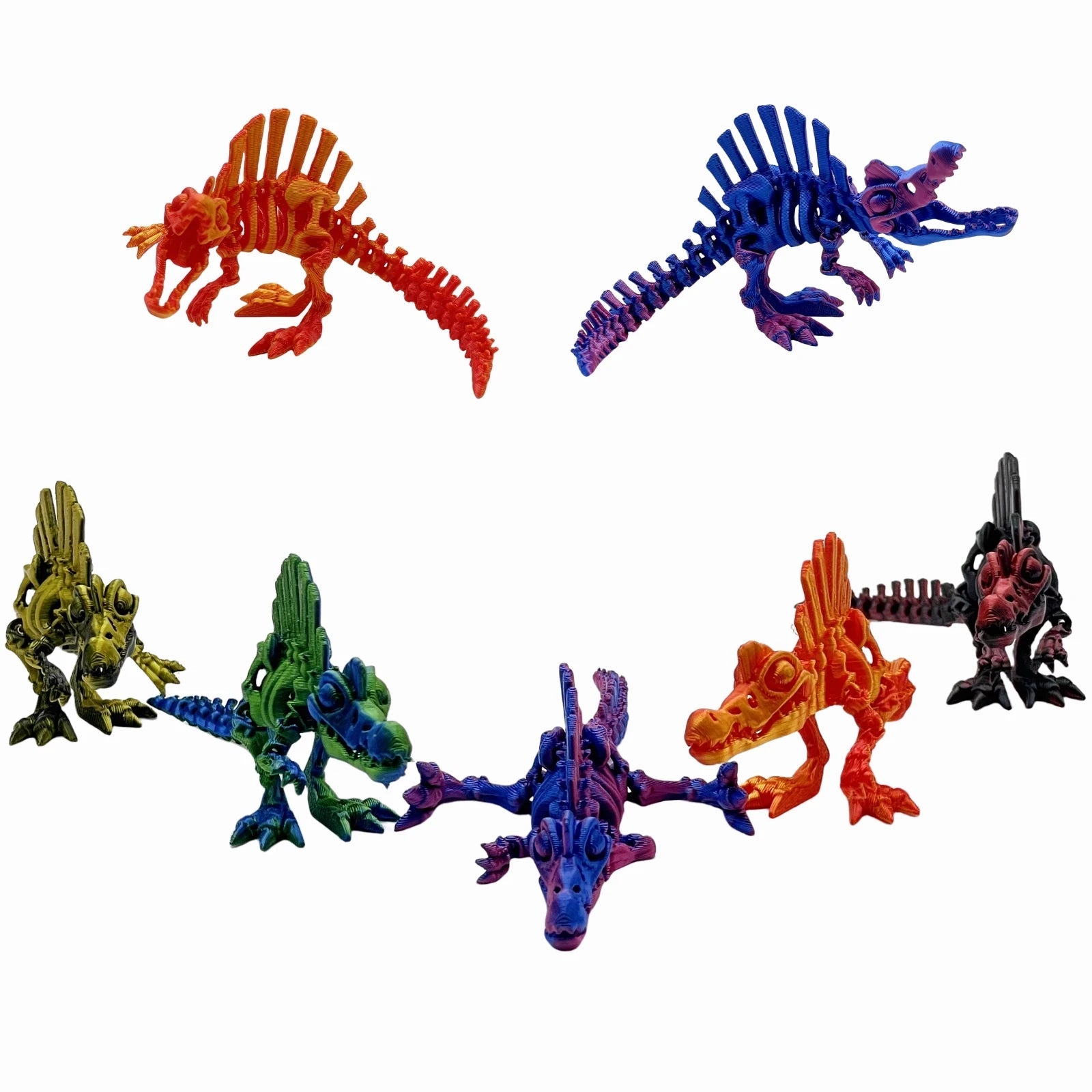 3/5 pieces set 3D printed 15cm Spinosaurus, multiple colors, movable joints can stand and lie down, home party holiday Elk-Valley 3D