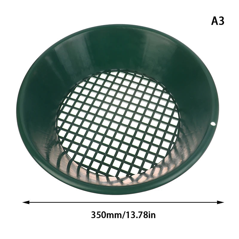 10/14/15 inch Washing Gold Panning Machine Screen Mining Screen Metal Detection Tools Sieve Gold Pan Green Plastic Bowl Elk-Valley 3D