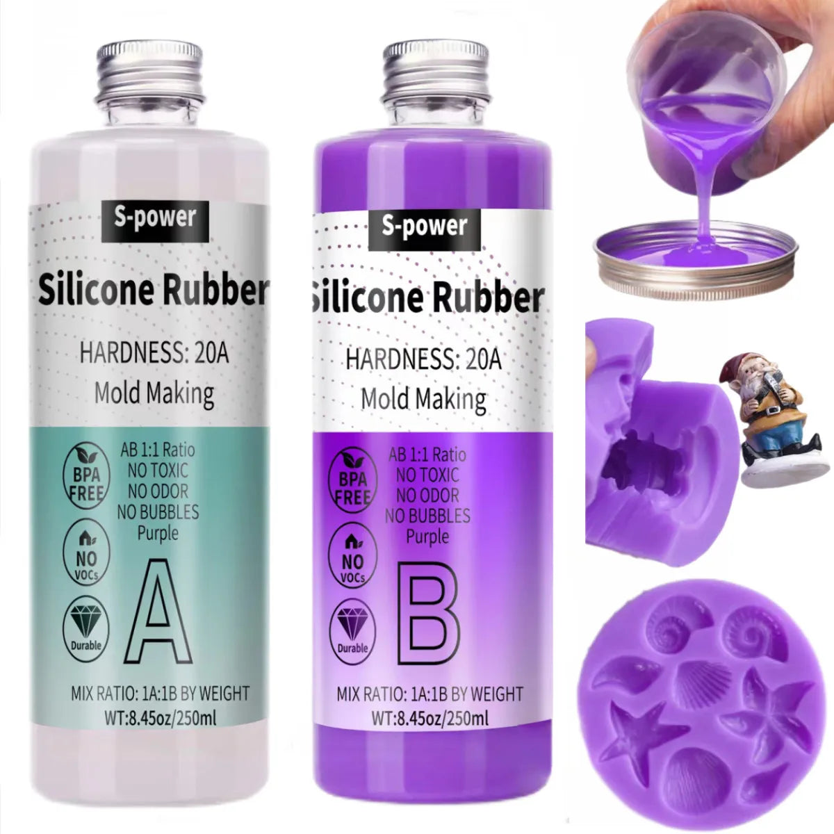 High-Performance Silicone Rubber Mold Making Kit, Fast Curing, Non-Toxic for Casting Resin, Soap, Wax, Crafts, and DIY Projects Elk-Valley 3D