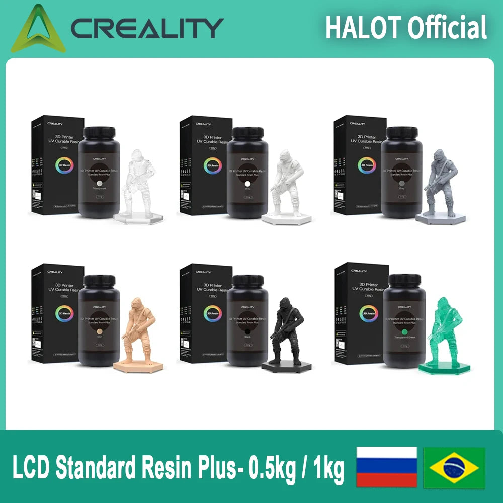 Creality Original 3D Printer Resin LCD Standard Photopolymer Resin for LCD 3D Printing 405nm UV-Curing Resin 1000g-500g /bottle Elk-Valley 3D