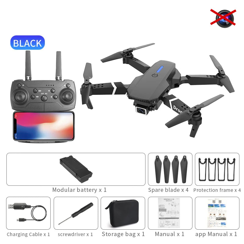 E88 Mini Drone Profesional 180° Electric Adjustable Obstacle Avoidance Bushless Uav 15000M Quadcopter toy Elk-Valley 3D