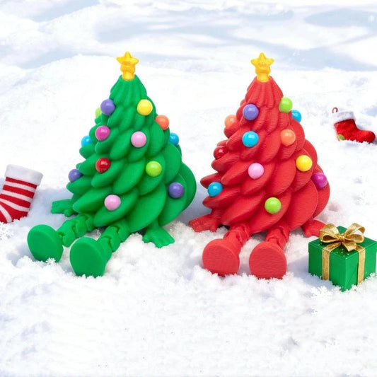 3D Printed Christmas Cute Desktop Ornaments Christmas Trees With Colorful Joints And Movable Shapes Christmas Gift Decorations Elk-Valley 3D