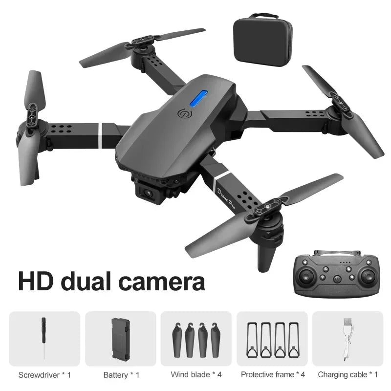 New E88 Pro RC Drone 4K 1080P Wide Angle Dual HD Camera Foldable Quadcopter WiFi FPV Altitude Hold Elk-Valley 3D