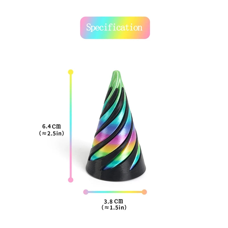 3D Printed Spiral Cone Pyramid Passthrough Sculpture Pass Through Pyramid Toy Mini Vortex Thread illusion Cone Spiral Ornaments Elk-Valley 3D