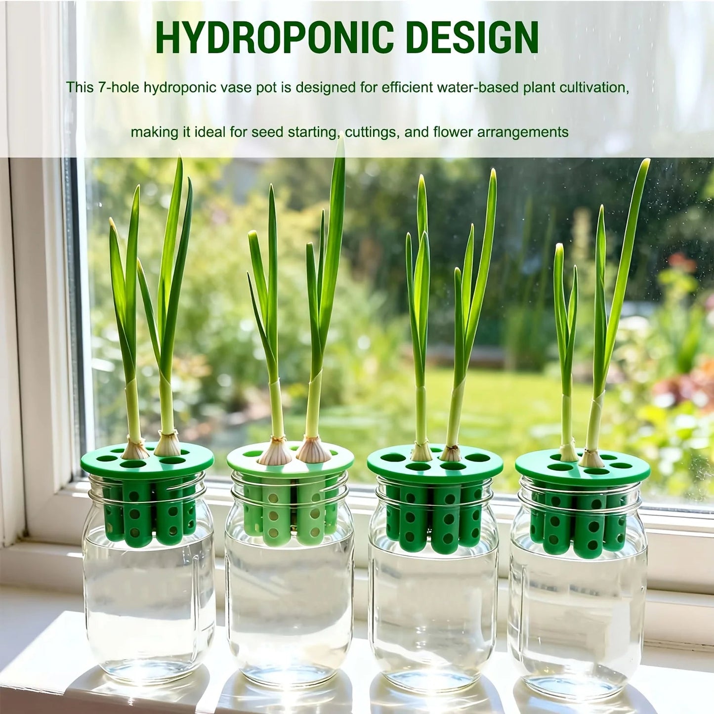 2PC Garden Nursery Pot 7-Hole Garlic Scallion Hydroponic Planters 3D Printed Hydroponic Mold for Flower Vegetable Home Gardening Elk-Valley 3D
