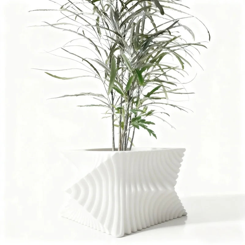 3D Printed Plant Pot Home Use Biodegradable Flower Pot Decorative  Stripe Flower Pot Desktop  Maceteras Decorations Interior Elk-Valley 3D