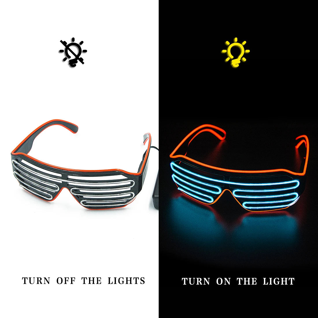 Glowing Glasses LED Gafas Luminous Bril Neon Christmas Glow Sunglasses Flashing Light Glass for Party Supplies Prop Costumes New Elk-Valley 3D