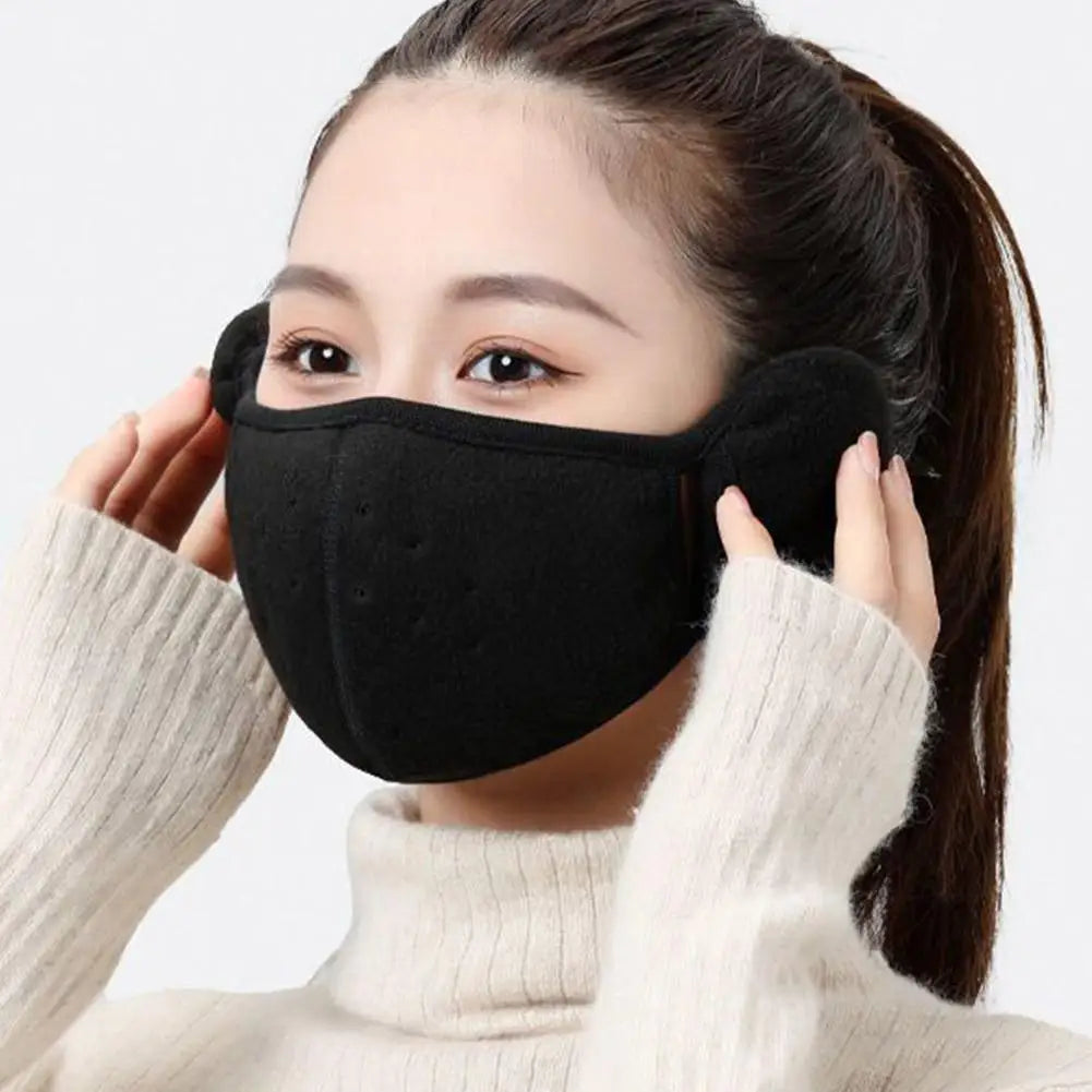 Winter Fleece Earmuffs with Windproof Mouth Cover Unisex Warm Ear Warmer Breathable Face Mask for Outdoor Activities Elk-Valley 3D