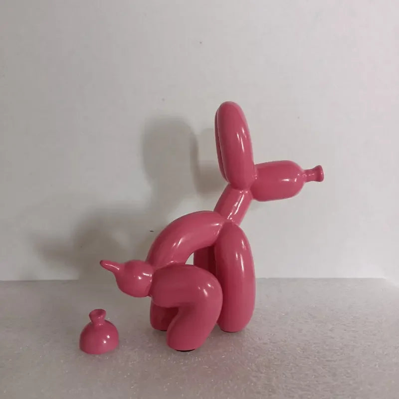 Poop Dog Balloon Statue Shiny Gold Creative Dog Abstract Ceramic Ornament Sculpture Figurine Statue Home Office Decor Elk-Valley 3D