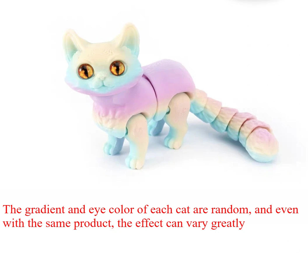 3D printed cat, adult articulated cat toy, 3D printed animal toy stress relief decoration, 3D printed cute cat desktop pet Elk-Valley 3D