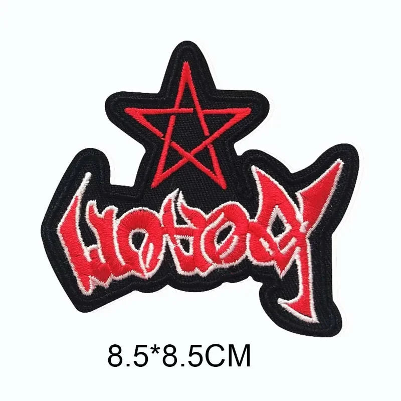 5PCS/ Text Clothing Stickers Fabric Applique Embroidery Iron On Patches,Punk Rock Music Band Badges Clothes Striped Sewing Patch Elk-Valley 3D