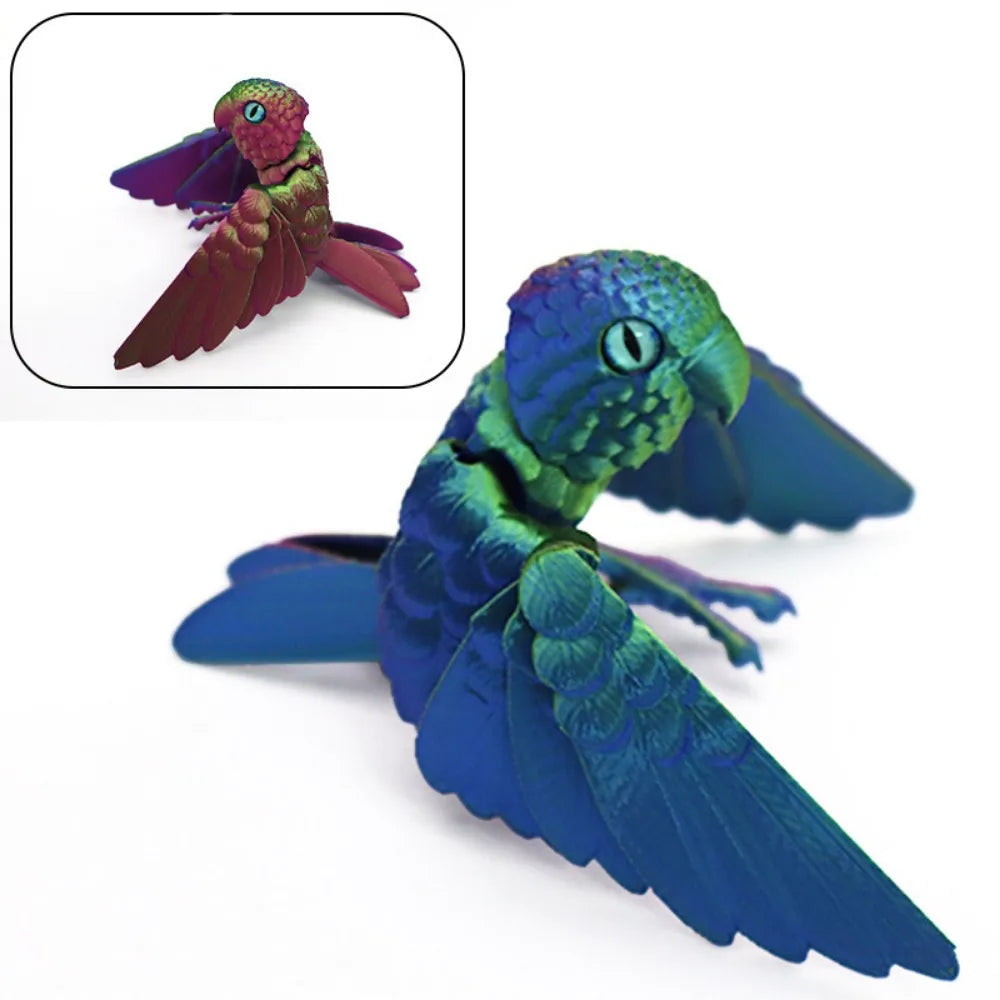 Simulated Eye 3D Printed Parrot Model Sparkling Laser 3D Printed Parrot Animal Flexible Animal Rotatable