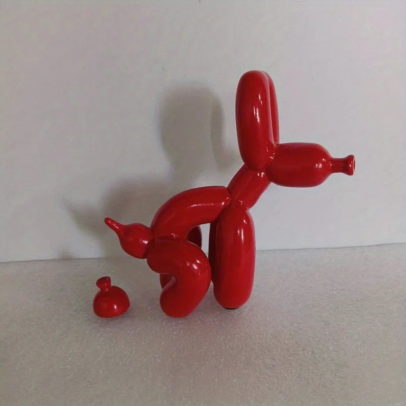 Poop Dog Balloon Statue Shiny Gold Creative Dog Abstract Ceramic Ornament Sculpture Figurine Statue Home Office Decor Elk-Valley 3D