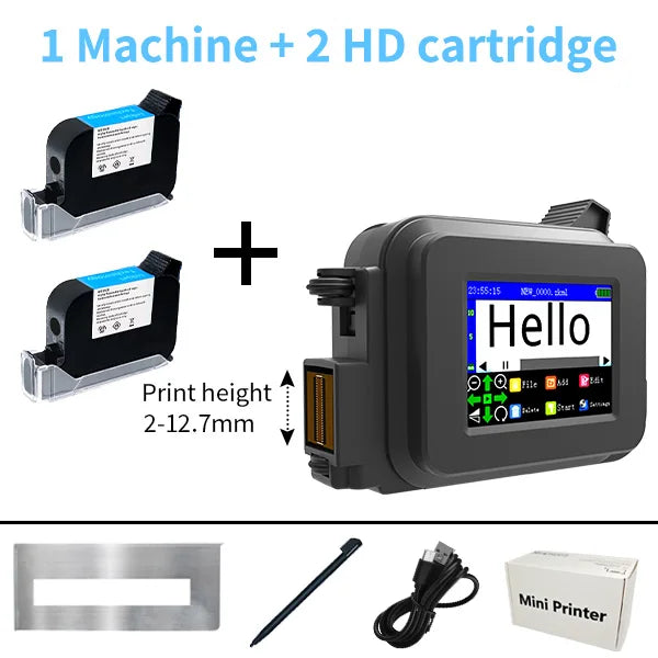 Iottim 12.7mm Mini Portable Inkjet Printer Small Business Date Label Printer QR code Logo Batch Number Elk-Valley 3D