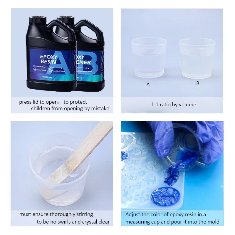 2000ML Epoxy Resin Kit Easy Mixing Crystal Clear Epoxy Resin Bubble-Free Anti-Yellowing Resin for Casting, DIY, Resin Art, Molds