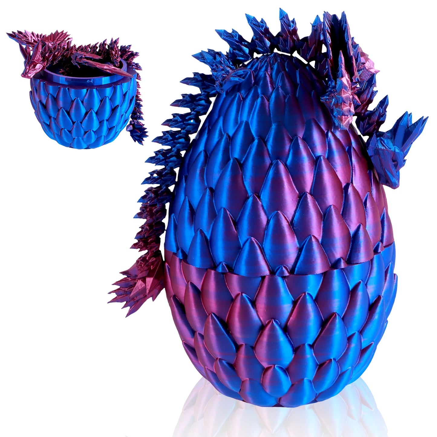 3D Printed Dragon Egg with Dragon Full Articulated Dragon Modle Movable Rotatable Articulated Desktop Ornament Kid Toy