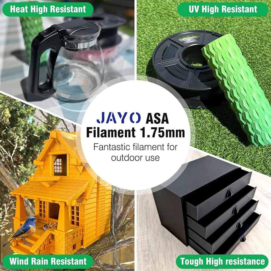 JAYO ASA / ABS / Easy ABS Filament 1.75mm 1KG 3D Filament Low Printing Temperature ABS 3D Printer Filament Excellent Resistance Elk-Valley 3D