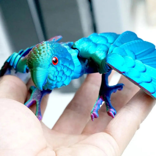 Simulated Eye 3D Printed Parrot Model Flexible Animal Sparkling 3D Printed Parrot Animal Poseable Joints Laser Elk-Valley 3D