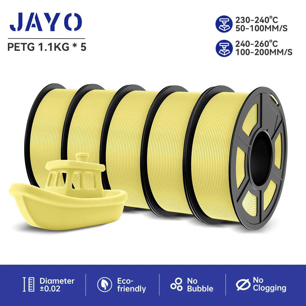 JAYO petg 3d printer filaments PETG 5Rolls 1.75mm Mixed Color Bubble Free FDM 3D Printer Material for 3d pen refill 1.1kg/1rolls Elk-Valley 3D