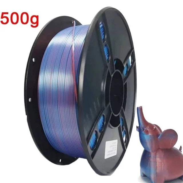 Dual Color Filament Silk PLA 1.75mm 1kg 500g 250g 3D Printer Plastic Material Two Colors Filament PLA Black Red Green Bundle New Elk-Valley 3D