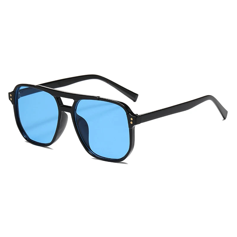 Classic Retro Oversized Pilot Sunglasses Women Vintage Double Bridge Big Oval Sun Shades Glasses Unisex Yellow Lens Eyewear Elk-Valley 3D