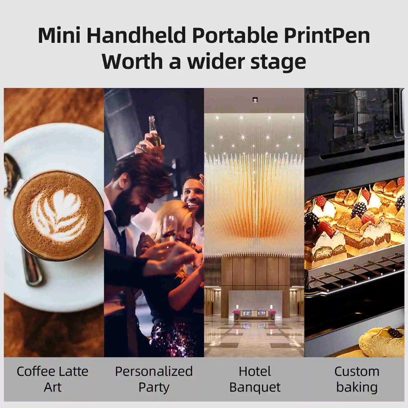 PrintLab APP Food Printer 300psi Printing Accuracy Portable Handheld Cake Image Printer for Home Type-C Interface WiFi Connect Elk-Valley 3D