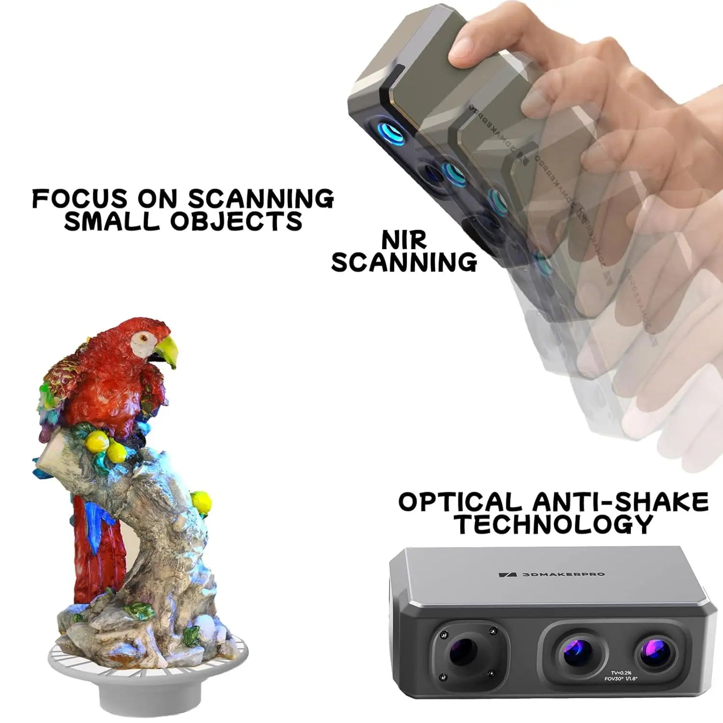 Seal Lite 3D Scanner for 3D Printing -3D Printer Accessories Handheld Scan 0.02mm Accuracy,NIR Light & Anti-Shake Optical Lenses