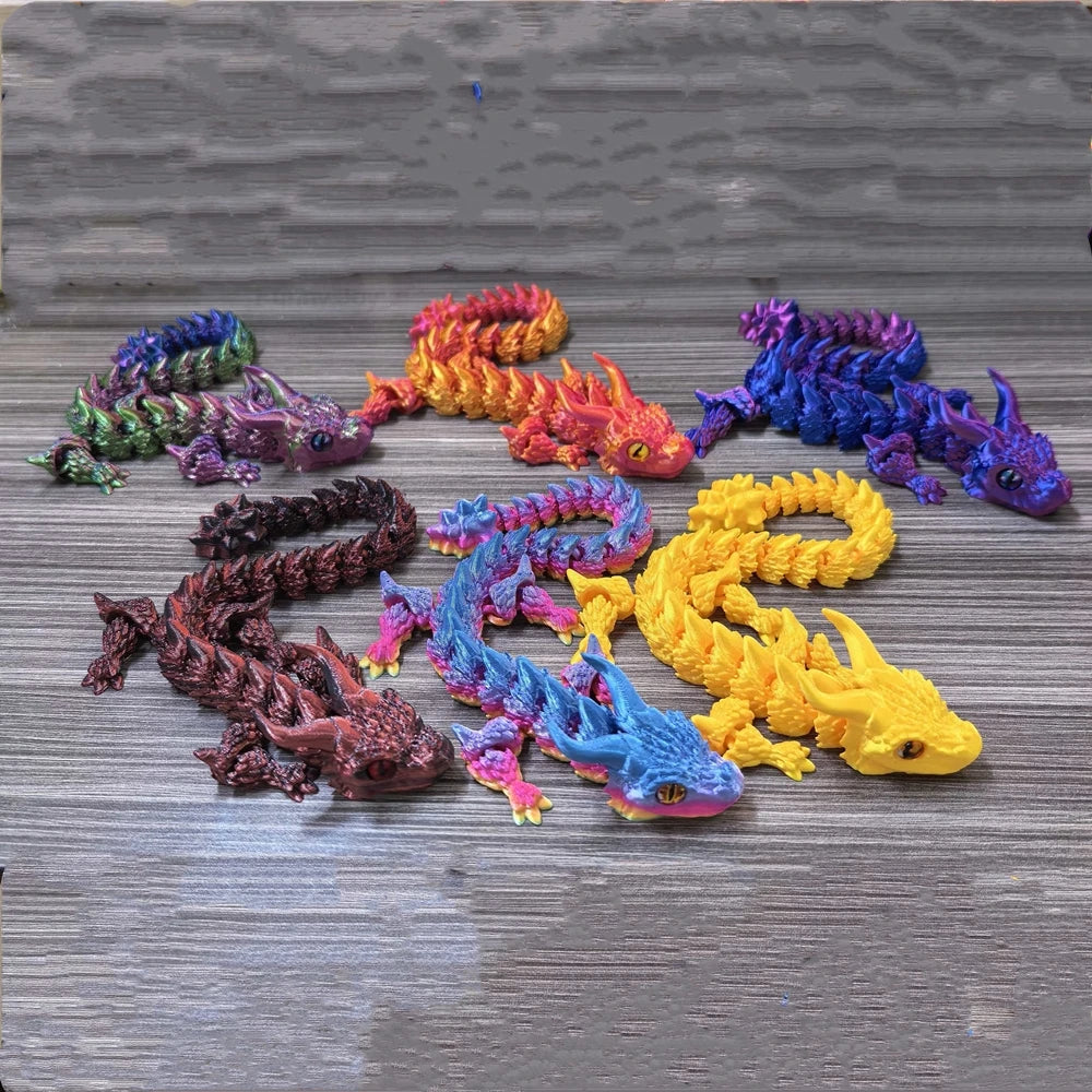 22-30CM 3D Printed Simulated Eyes Flying Dragon Baby Ornaments Joints Can Move Dragon Rockery Fish Tank Landscaping Decoration Elk-Valley 3D
