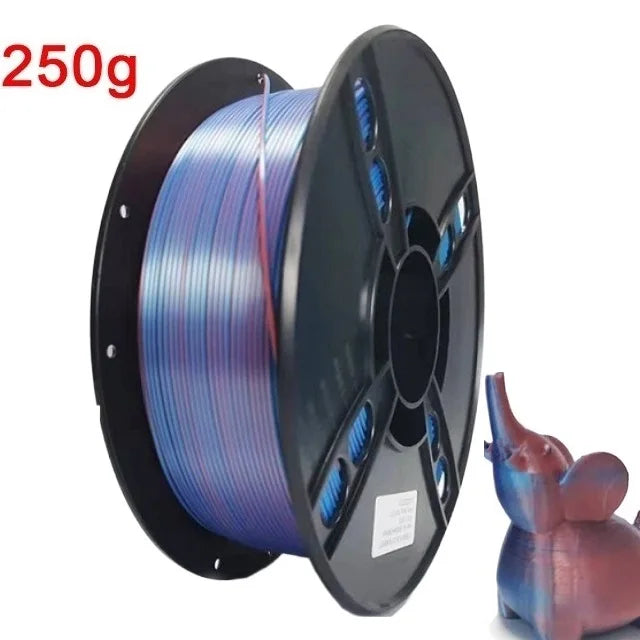 Dual Color Filament Silk PLA 1.75mm 1kg 500g 250g 3D Printer Plastic Material Two Colors Filament PLA Black Red Green Bundle New Elk-Valley 3D