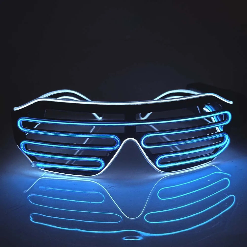 Wireless LED Glowing Glasses Cool Colorful Neon Glasses Double Colors Glow-in-the-dark Luminous Glasses Halloween Costumes Elk-Valley 3D