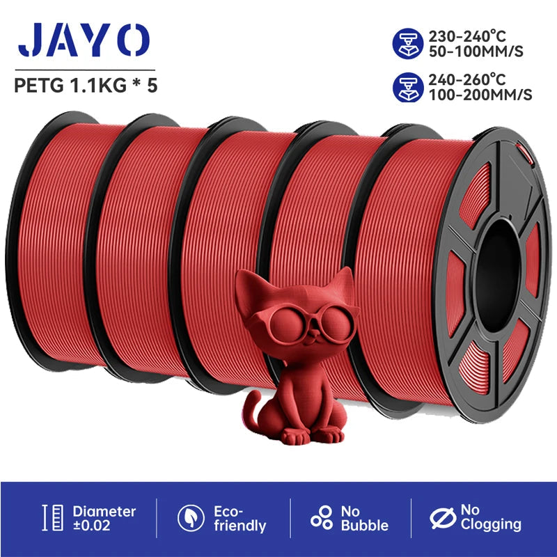 JAYO petg 3d printer filaments PETG 5Rolls 1.75mm Mixed Color Bubble Free FDM 3D Printer Material for 3d pen refill 1.1kg/1rolls Elk-Valley 3D