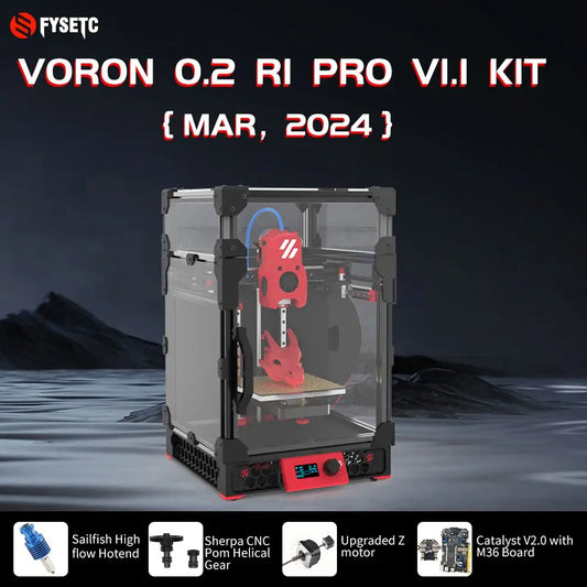 FYSETC Voron 0.2 R1 V1.1 Pro Corexy 3D Printer Upgraded Kit with Catalyst V2.0 & CM36 Motherboard Hollow Rail Sherpa Nano Gear