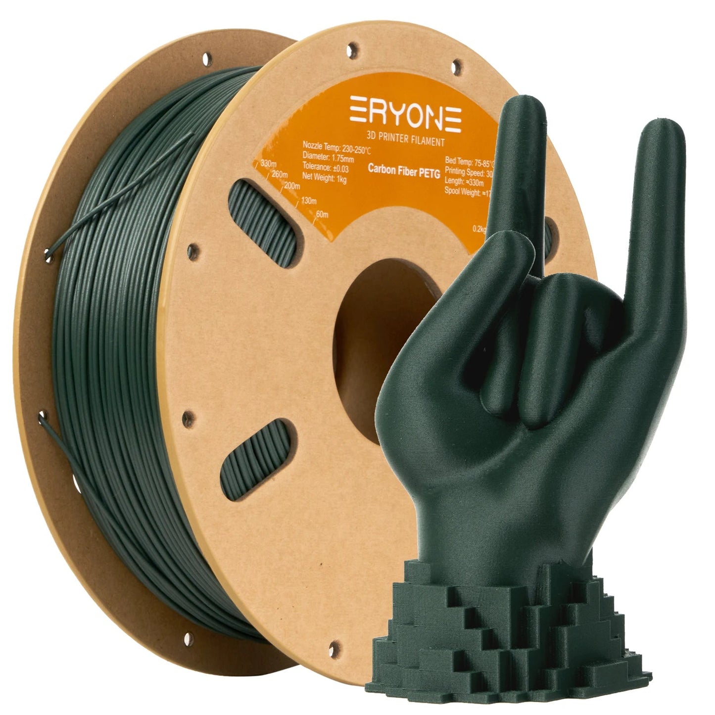 Eryone 1KG PETG Carbon Fiber Filament 1.75mm, 15% CF High Rigidity 3D Printer Filament, +/-0.03mm Elk-Valley 3D