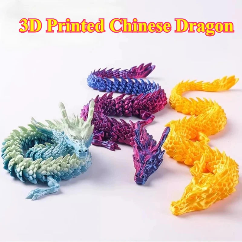 30/60cm 3D Printed Chinese Dragon Figurine Toys Full Body Joints That Can Move Dragon Model Ornaments Toys for Kids Xmas Gift Elk-Valley 3D