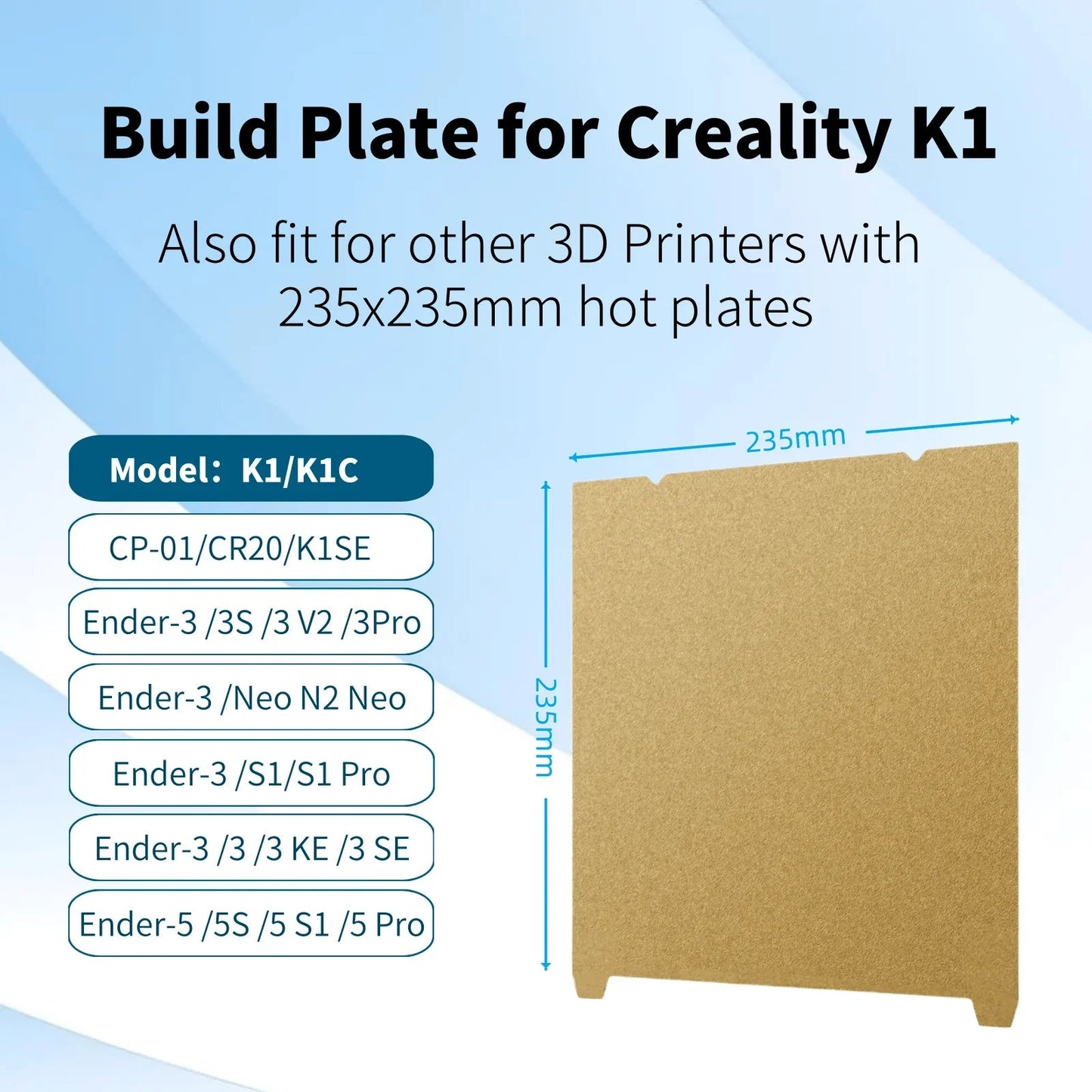 235×235mm Double Sided Magnetic Spring Steel Sheet, PEI PEO Build Plate Bed Accessory For Creality K1 K1C H1H Ender 5 S1 End Elk-Valley 3D