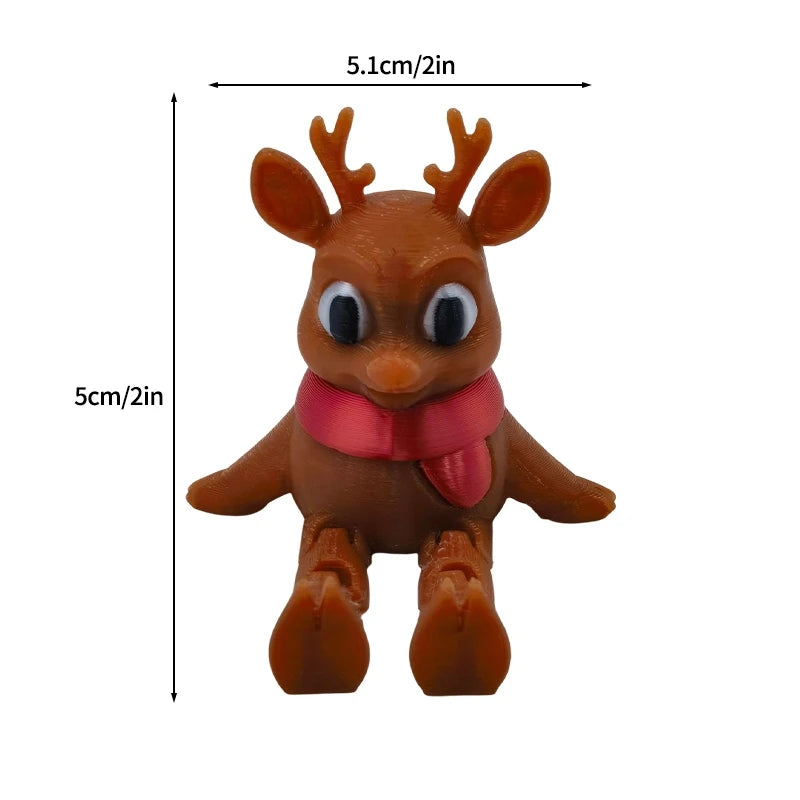 3D Printed Christmas Tree Movable Santa Claus Snowman Desktop Ornament New Year Christmas Decorations Crafts Children Gift Elk-Valley 3D