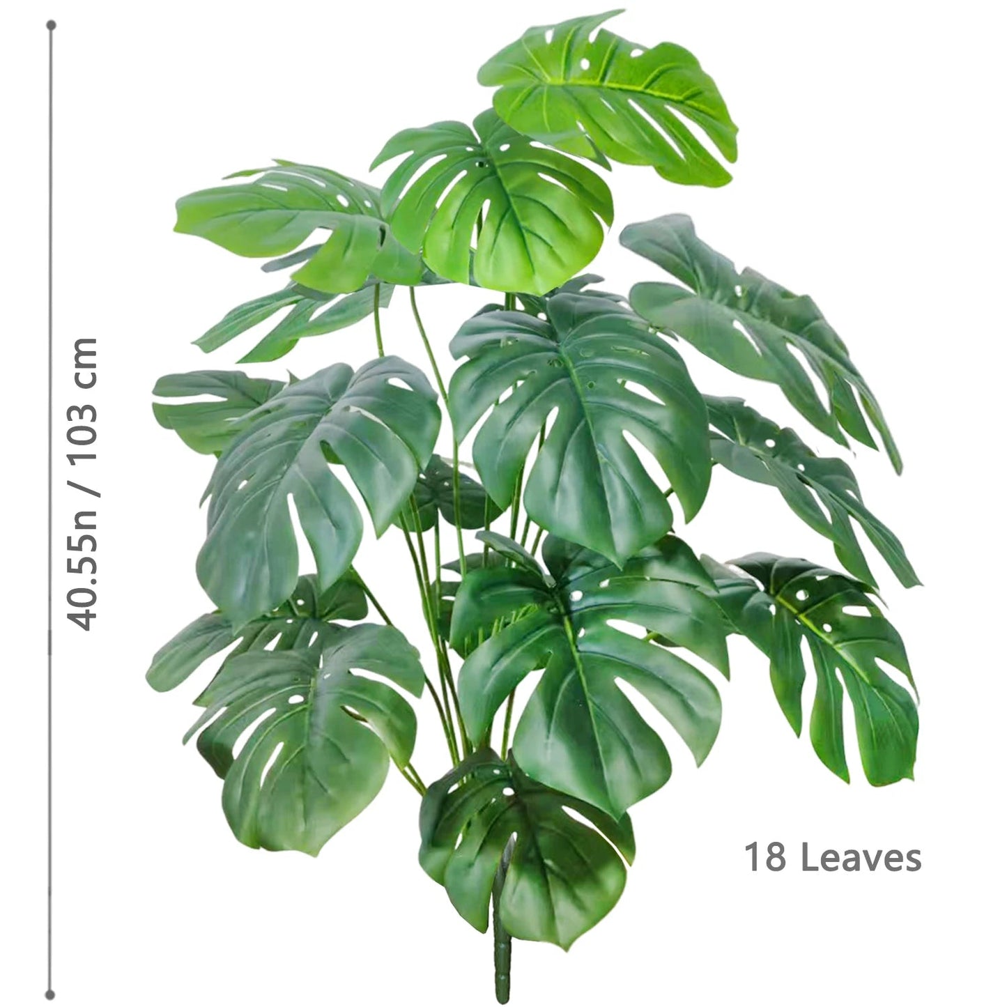52-104cm(40.94in)  Artificial Monstera Plant Fake Palm Tree Plastic Turtle Leaf Green Plant for Home Garden Room Office Decor Elk-Valley 3D