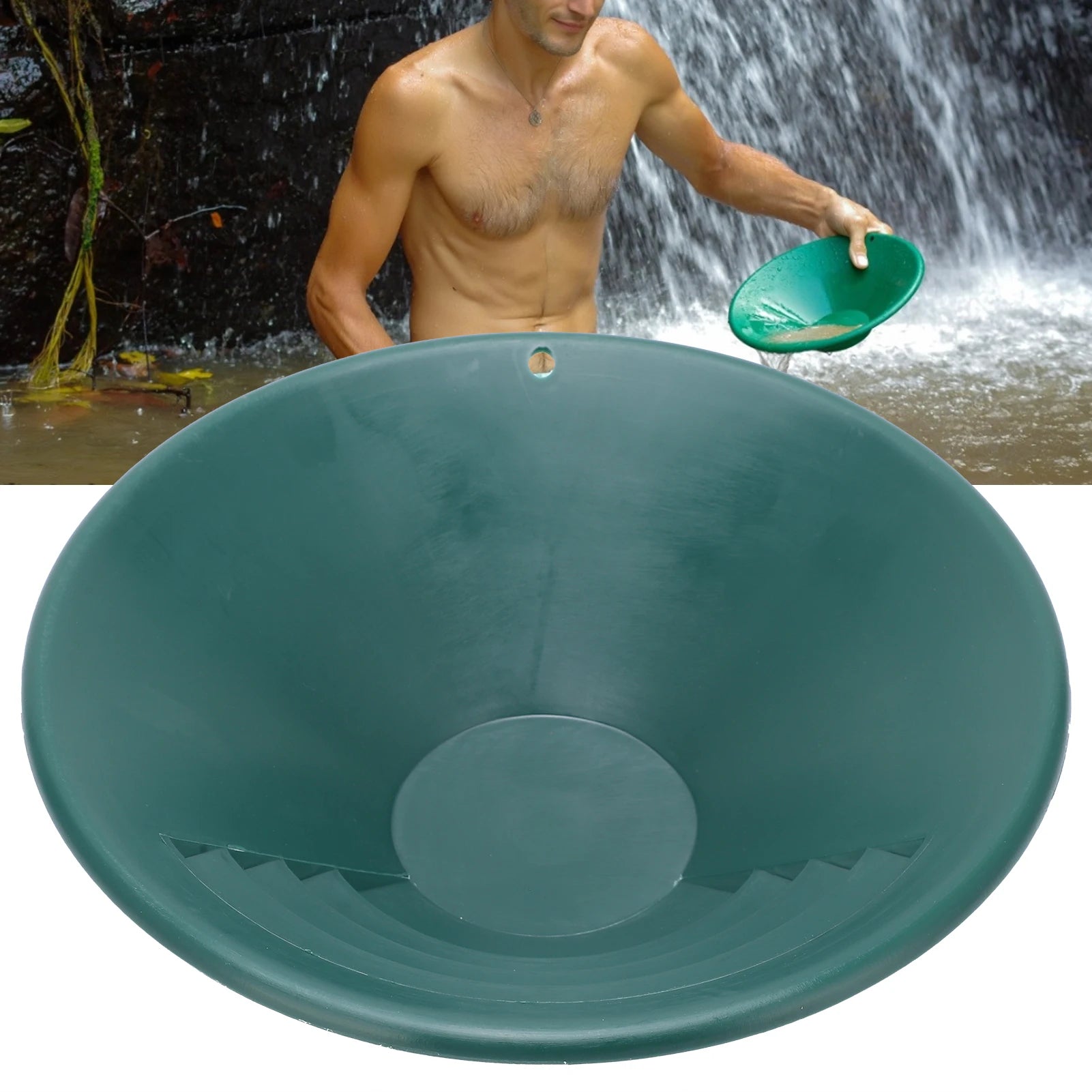 260mm Gold Panning Pan ABS Gold Sifting Classifier Washing Sieve Tray Accessory Green Gold Panning Pan Gold Washing Pan Gold Pan Elk-Valley 3D