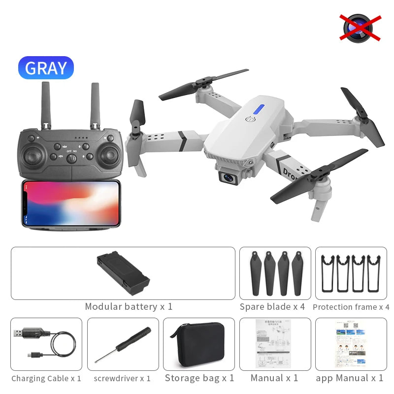 E88 Mini Drone Profesional 180° Electric Adjustable Obstacle Avoidance Bushless Uav 15000M Quadcopter toy Elk-Valley 3D
